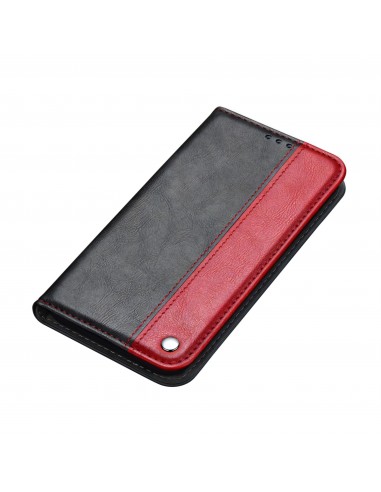 Etui portefeuille iPhone 12 Pro Max Bi Color Style Business - Rouge