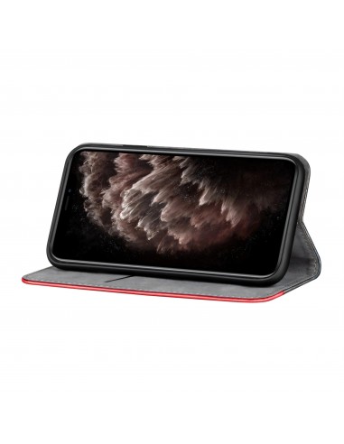 Etui portefeuille iPhone 12 Pro Max Bi Color Style Business - Rouge