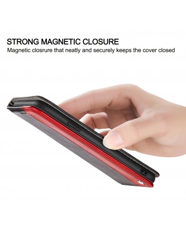 Etui portefeuille iPhone 12 Pro Max Bi Color Style Business - Rouge