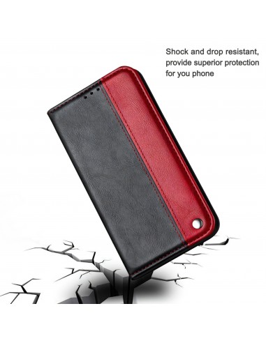 Etui portefeuille iPhone 12 Pro Max Bi Color Style Business - Rouge