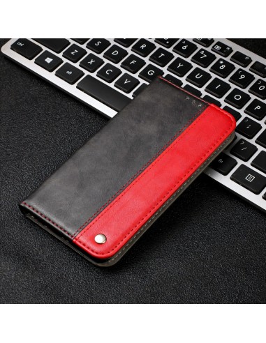 Etui portefeuille iPhone 12 Pro Max Bi Color Style Business - Rouge