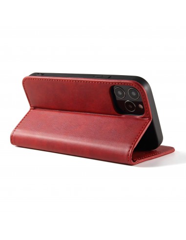 Etui portefeuille iPhone 12 mini Style cuir Business - Rouge