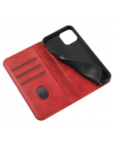 Etui portefeuille iPhone 12 mini Style cuir Business - Rouge