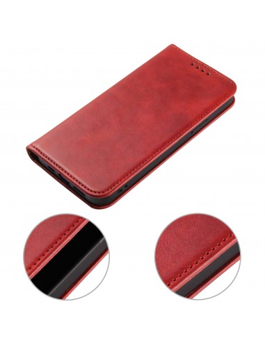 Etui portefeuille iPhone 12 mini Style cuir Business - Rouge