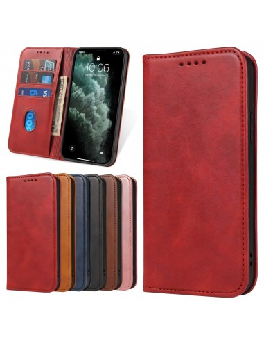 Etui portefeuille iPhone 12 mini Style cuir Business - Rouge