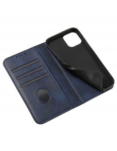 Etui portefeuille iPhone 12 mini Style cuir Business - Bleu foncé