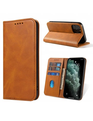 Etui portefeuille iPhone 12 mini Style cuir Business - Marron