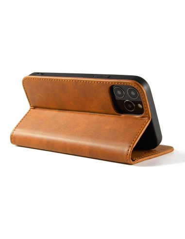 Etui portefeuille iPhone 12 mini Style cuir Business - Marron
