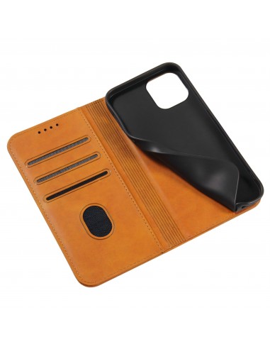 Etui portefeuille iPhone 12 mini Style cuir Business - Marron
