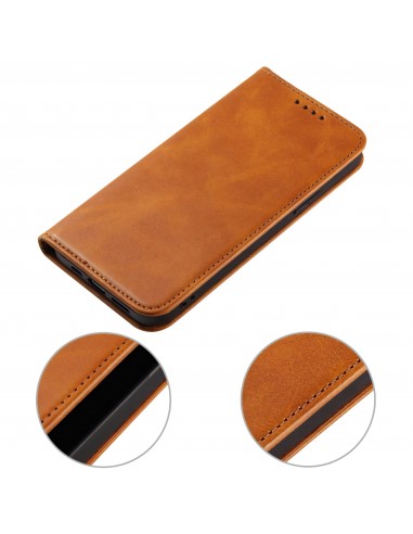 Etui portefeuille iPhone 12 mini Style cuir Business - Marron