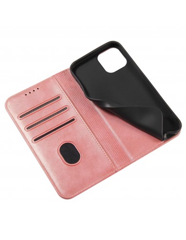 Etui portefeuille iPhone 12 mini Style cuir Business - Rose