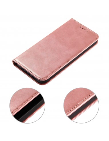 Etui portefeuille iPhone 12 mini Style cuir Business - Rose