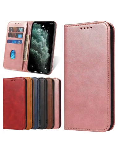 Etui portefeuille iPhone 12 mini Style cuir Business - Rose