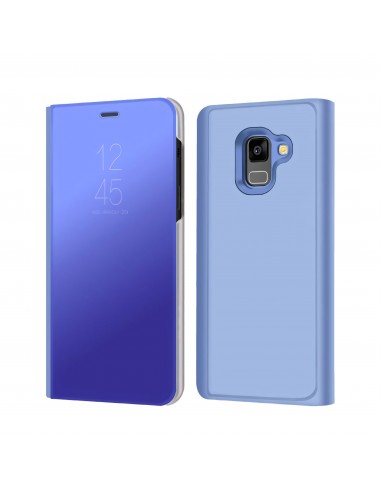 Etui portefeuille Galaxy A8 Plus 2018 avec rabat effet mirroir - Bleu
