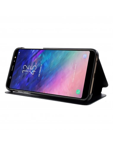 Etui portefeuille Galaxy A6 Plus 2018 avec rabat effet mirroir - Noir