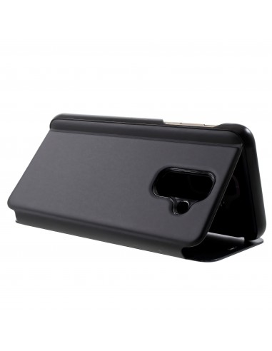 Etui portefeuille Galaxy A6 Plus 2018 avec rabat effet mirroir - Noir