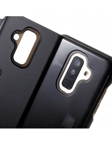 Etui portefeuille Galaxy A6 Plus 2018 avec rabat effet mirroir - Noir