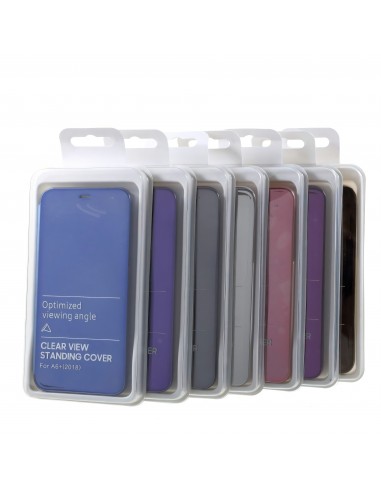 Etui portefeuille Galaxy A6 Plus 2018 avec rabat effet mirroir - Noir