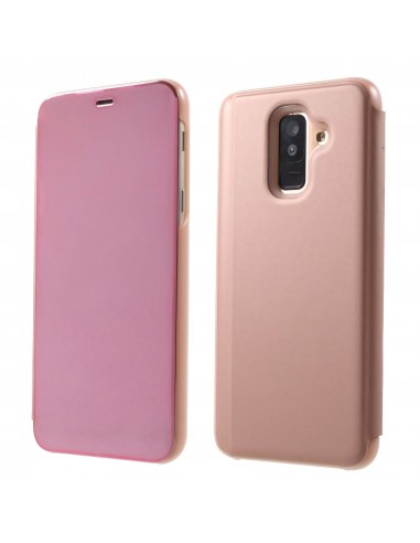 Etui portefeuille Galaxy A6 Plus 2018 avec rabat effet mirroir - Rose