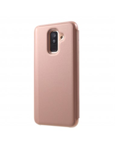 Etui portefeuille Galaxy A6 Plus 2018 avec rabat effet mirroir - Rose