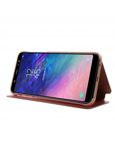Etui portefeuille Galaxy A6 Plus 2018 avec rabat effet mirroir - Rose