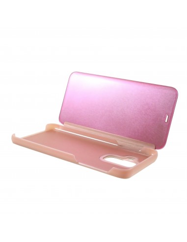 Etui portefeuille Galaxy A6 Plus 2018 avec rabat effet mirroir - Rose