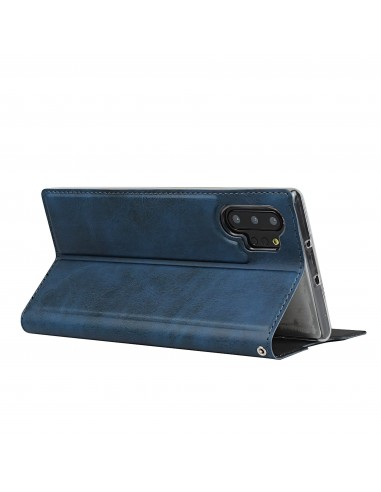 Etui portefeuille Galaxy Note 10 Plus Simili cuir - Bleu foncé
