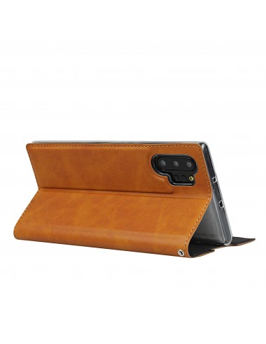 Etui portefeuille Galaxy Note 10 Plus Simili cuir - Marron