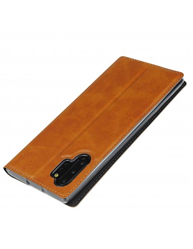 Etui portefeuille Galaxy Note 10 Plus Simili cuir - Marron
