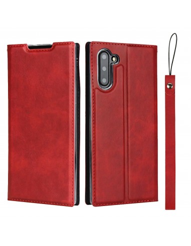 Etui portefeuille Galaxy Note 10 Simili cuir - Rouge