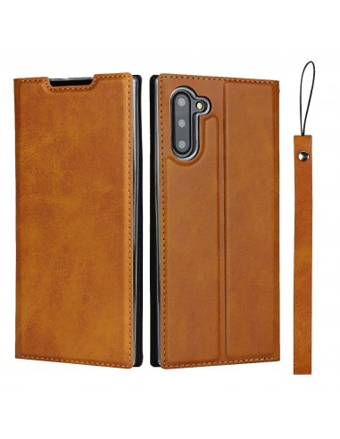 Etui portefeuille Galaxy Note 10 Simili cuir - Marron