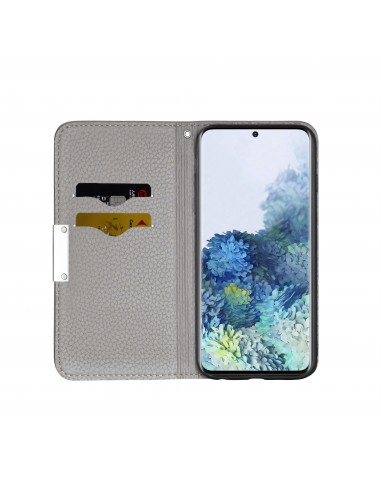 Etui portefeuille Galaxy A51 Style cuir avec fermeture magnétique et rangement carte - Gris
