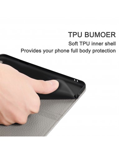 Etui portefeuille Galaxy A51 Style cuir avec fermeture magnétique et rangement carte - Gris