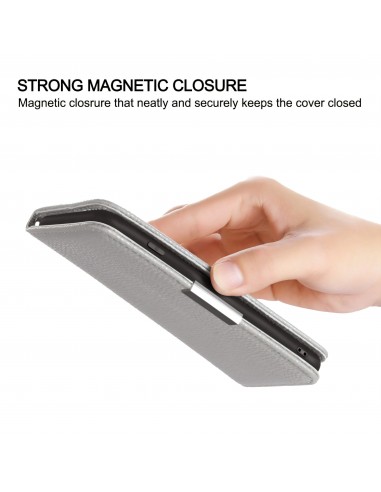 Etui portefeuille Galaxy A51 Style cuir avec fermeture magnétique et rangement carte - Gris
