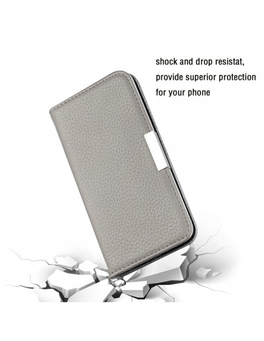 Etui portefeuille Galaxy A51 Style cuir avec fermeture magnétique et rangement carte - Gris