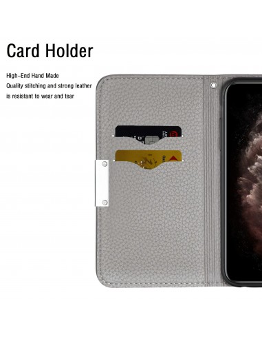 Etui portefeuille Galaxy A51 Style cuir avec fermeture magnétique et rangement carte - Gris