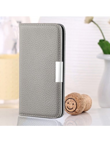 Etui portefeuille Galaxy A51 Style cuir avec fermeture magnétique et rangement carte - Gris