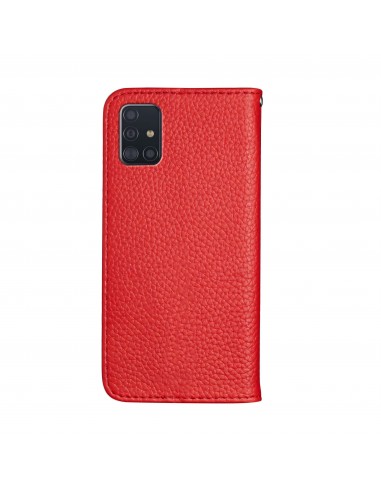 Etui portefeuille Galaxy A51 Style cuir avec fermeture magnétique et rangement carte - Rouge