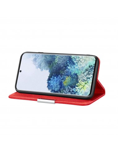 Etui portefeuille Galaxy A51 Style cuir avec fermeture magnétique et rangement carte - Rouge