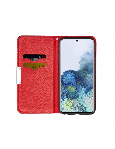 Etui portefeuille Galaxy A51 Style cuir avec fermeture magnétique et rangement carte - Rouge