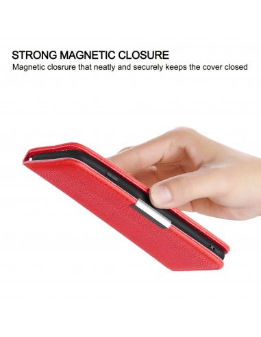 Etui portefeuille Galaxy A51 Style cuir avec fermeture magnétique et rangement carte - Rouge