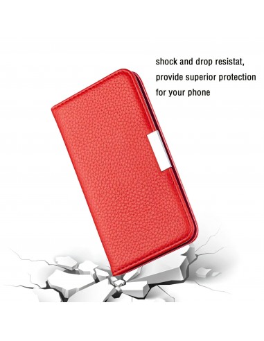 Etui portefeuille Galaxy A51 Style cuir avec fermeture magnétique et rangement carte - Rouge
