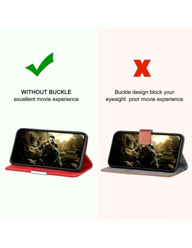 Etui portefeuille Galaxy A51 Style cuir avec fermeture magnétique et rangement carte - Rouge