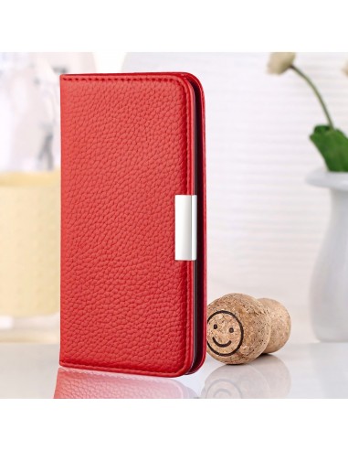 Etui portefeuille Galaxy A51 Style cuir avec fermeture magnétique et rangement carte - Rouge