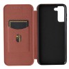 Etui de protection Galaxy S21 Style fibre de carbone avec rangement carte - Marron