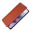Etui de protection Galaxy S21 Style fibre de carbone avec rangement carte - Marron