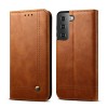 Etui portefeuille Galaxy S21 avec rangement carte et coque silicone intégrée - Marron