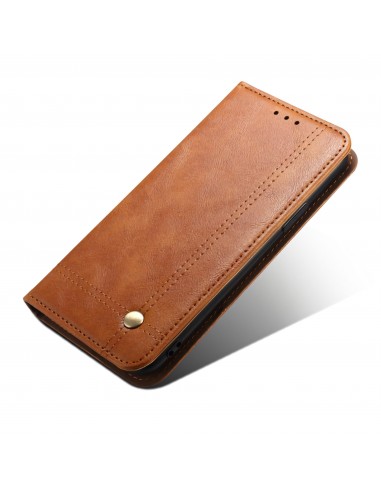 Etui portefeuille Galaxy S21 avec rangement carte et coque silicone intégrée - Marron