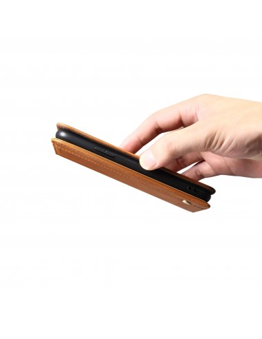 Etui portefeuille Galaxy S21 avec rangement carte et coque silicone intégrée - Marron