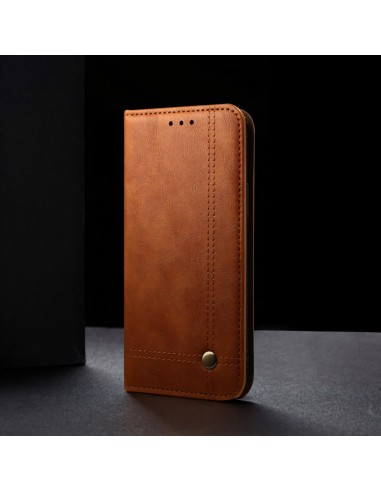 Etui portefeuille Galaxy S21 avec rangement carte et coque silicone intégrée - Marron